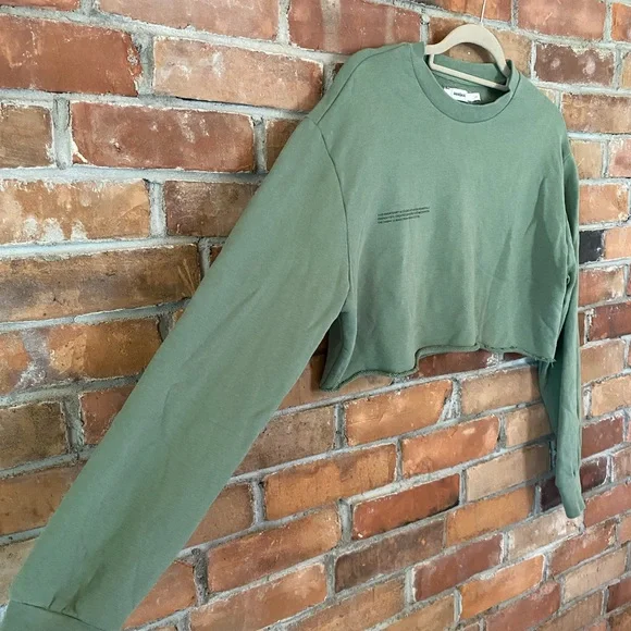 PANGAIA 365 cropped sweatshirt olive sage green size small crewneck - Picture 4 of 8